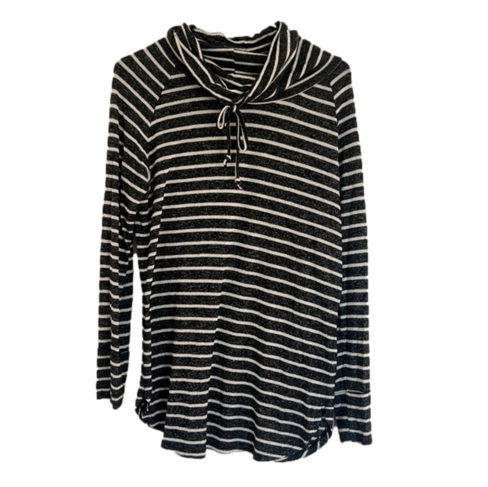 2 for $10 | Stitch Fix Tarlio Brushed Cowl Neck Knit Striped Top Medium - Picture 2 of 8